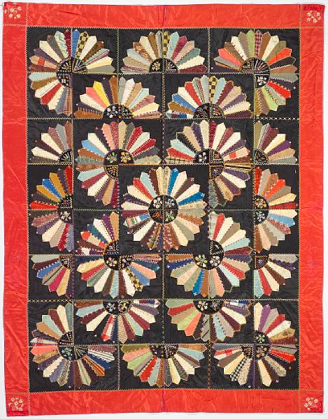 Appraisal: A very fine silk crazy quilt circa Worked in a