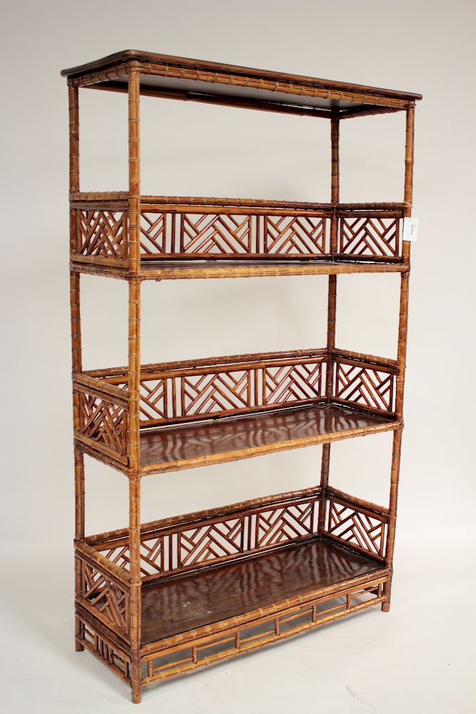 Appraisal: Chinese Style Bamboo Cedar Etagere H x W x D