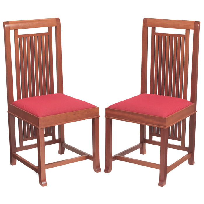 Appraisal: Frank Lloyd Wright side chairs pair Coonley manufactured by Cassina