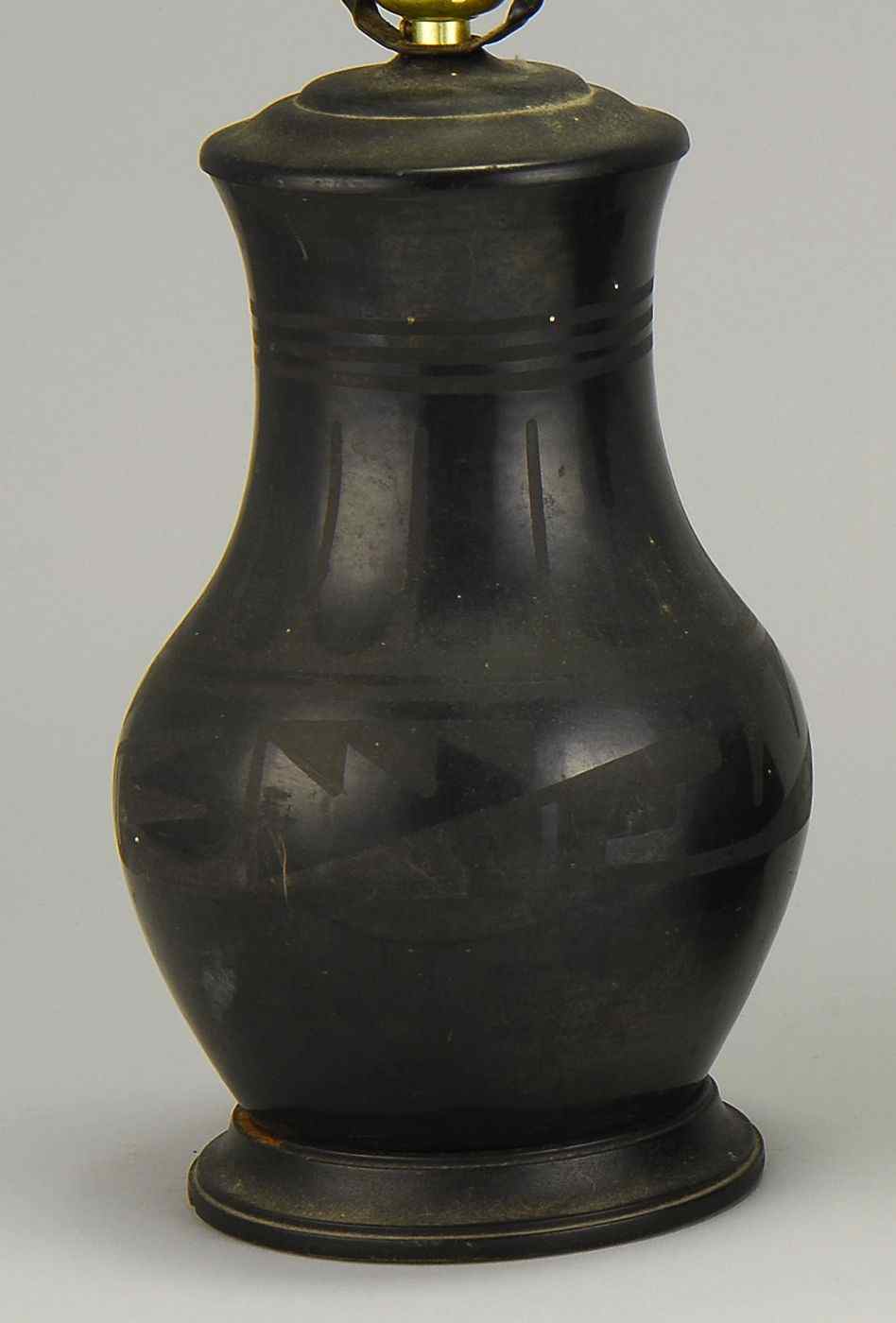 Appraisal: SAN ILDEFANSO BLACK-ON-BLACK POTTERY VASECirca By Desideria Montoya Sanchez -