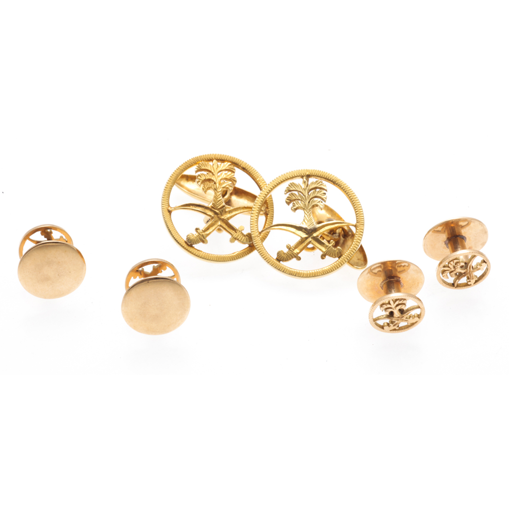 Appraisal: A gentleman's middle eastern cufflink and stud set comprising a