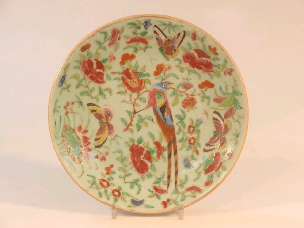 Appraisal: A late thC Cantonese celadon plate