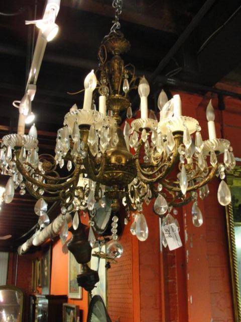 Appraisal: Arm Gilt Metal Chandelier From a Queens NY location Dimensions