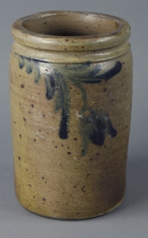 Appraisal: Cobalt-Decorated Stoneware JarPossibly Richmond or Shenandoah Valley Virginia Straight-sided jar