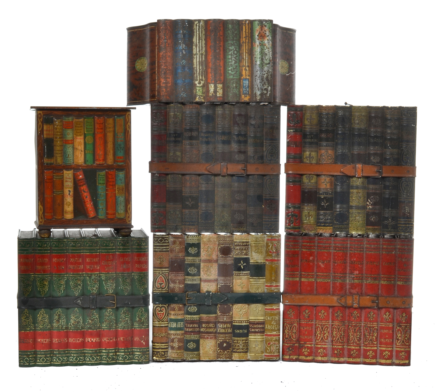 Appraisal: A COLLECTION OF SEVEN HUNTELY AND PALMER''S BIBLIOPHILE BISCUIT TIN