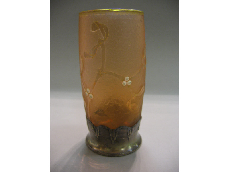 Appraisal: DAUM NANCY Acid etched and gilt decorated pink glass vase