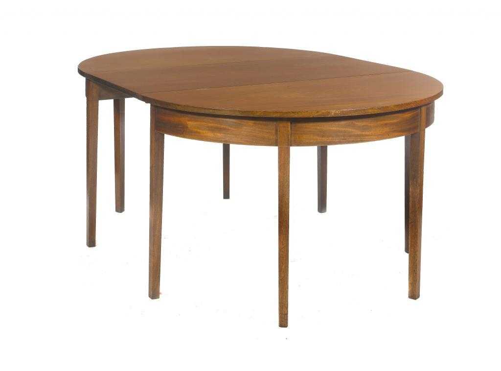 Appraisal: A MAHOGANY DINING TABLE the semi-circular end sections on square