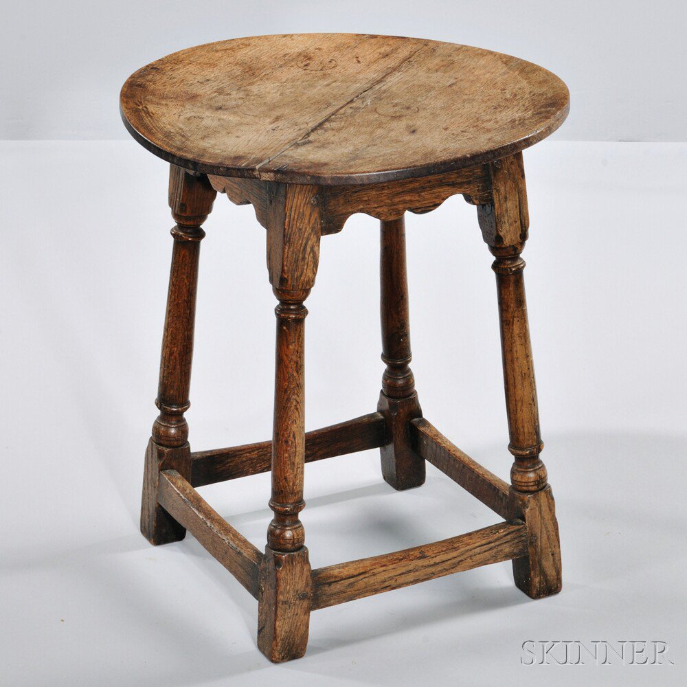 Appraisal: Joined Table England th early th century round oak top