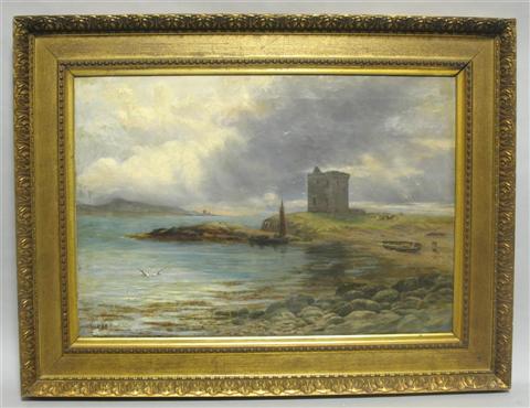 Appraisal: J E HANBRIDGE BRITISH ACTIVE - SEASCAPE WITH CASTLE Oil