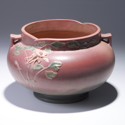 Appraisal: ROSEVILLE Pink Cherry Blossom jardiniere - Restoration to interior base