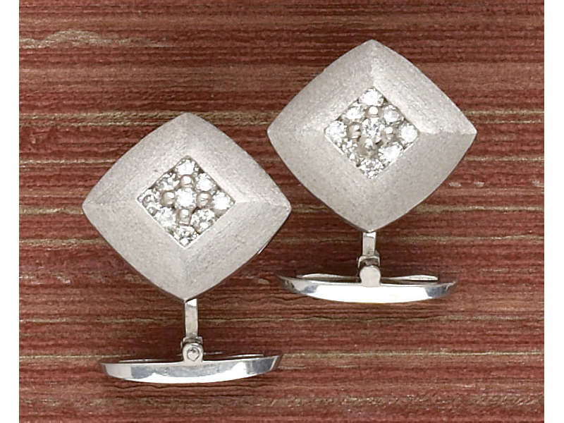 Appraisal: CUFF LINKS k white gold diamond cuff links in the