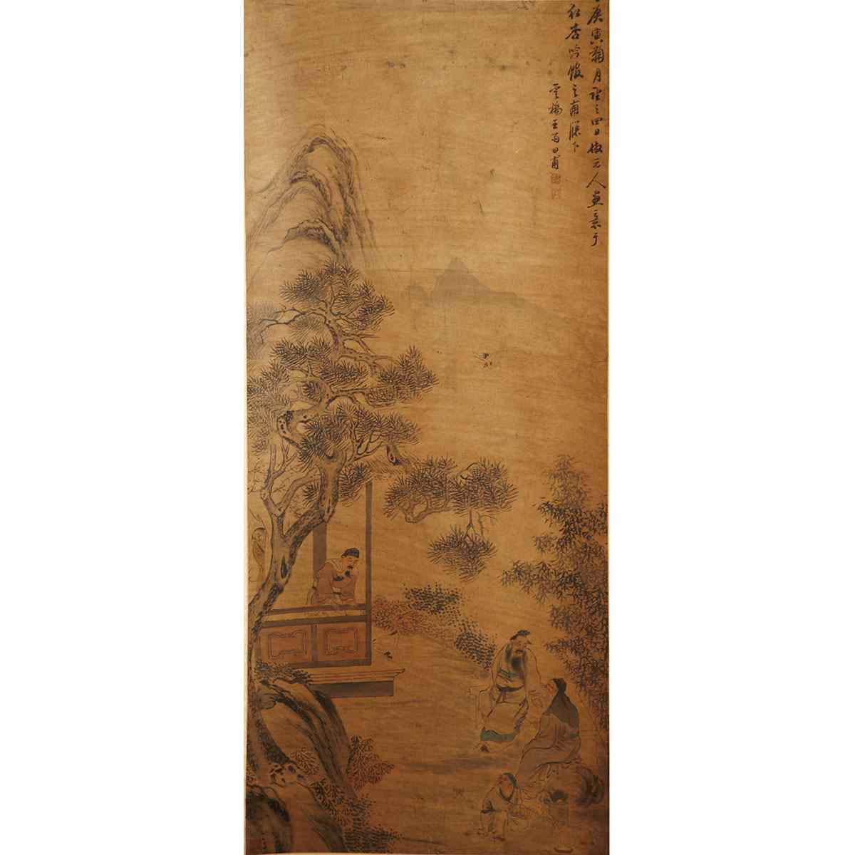 Appraisal: Wang Yutian th century FIGURES IN A GARDEN Ink and