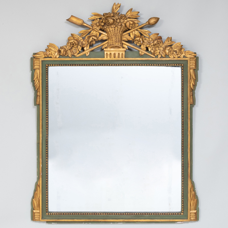 Appraisal: LOUIS XVI PROVINCIAL PAINTED AND PARCEL-GILT MIRROR ft x in