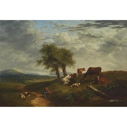 Appraisal: Philip Hutchins Rogers - LANDSCAPE WITH SHEPHERD GUARDING THE FLOCK