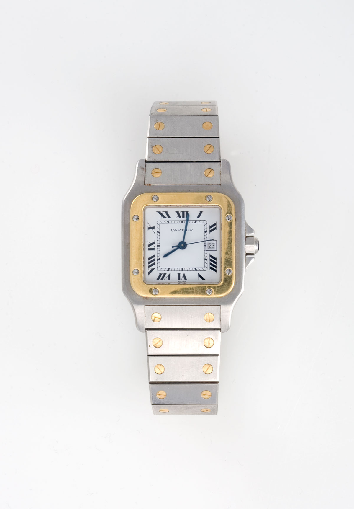 Appraisal: CARTIER SANTOS WATCH Stainless steel with yellow gold accents automatic