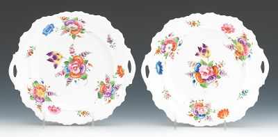 Appraisal: Two Double Handled Porcelain Plates Two molded double handled deep