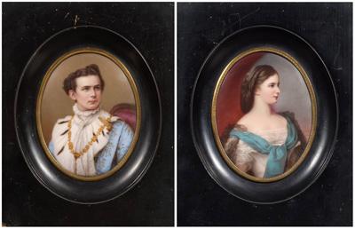 Appraisal: Pair Hutschenreuther plaques portraits of royal couple hand painted on