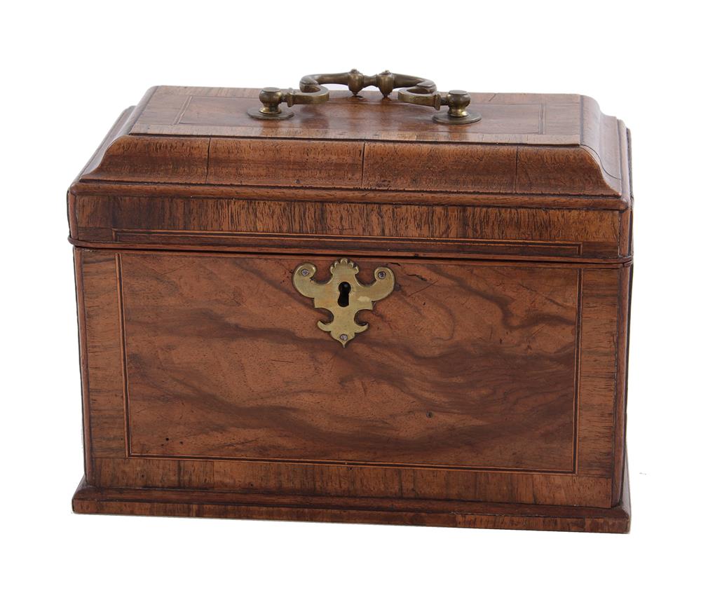 Appraisal: Georgian inlaid walnut tea caddy early th century hinged casket