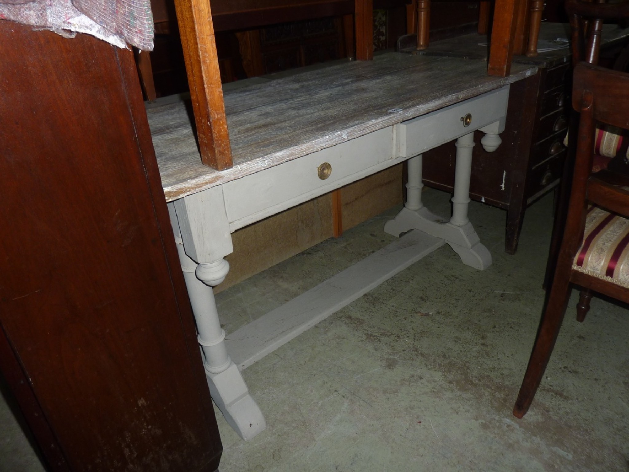 Appraisal: A late Victorian oak side table with later painted finish