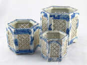 Appraisal: A graduated set of three Chinese ceramic hexagonal jars with