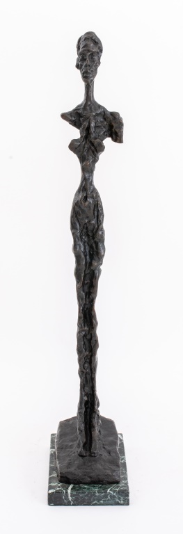 Appraisal: AFTER GIACOMETTI STANDING WOMAN BRONZE SCULPTURE After Alberto Giacometti Swiss