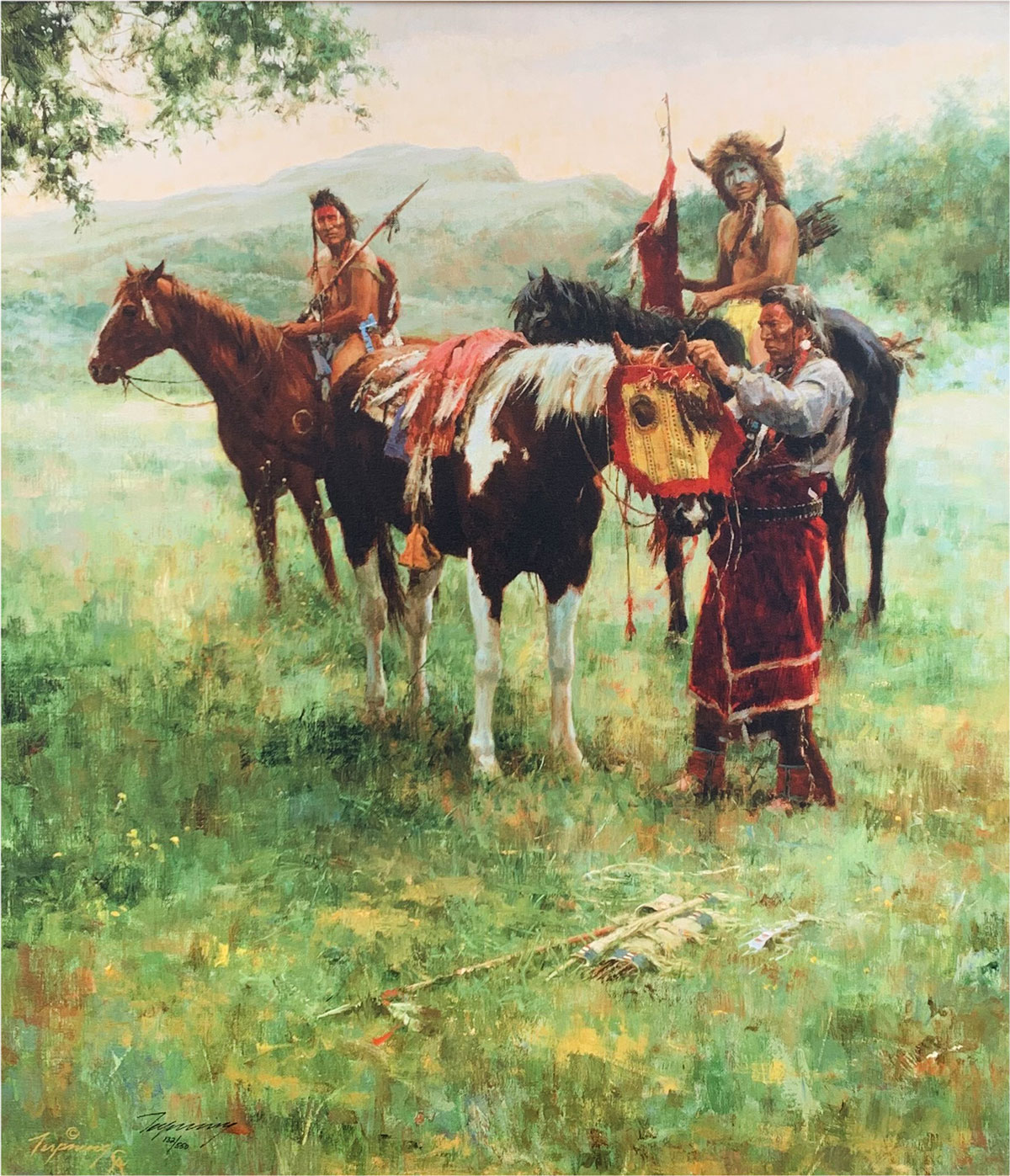 Appraisal: TERPNING Howard American b ''Medicine Horse Mask'' Giclee on Canvas