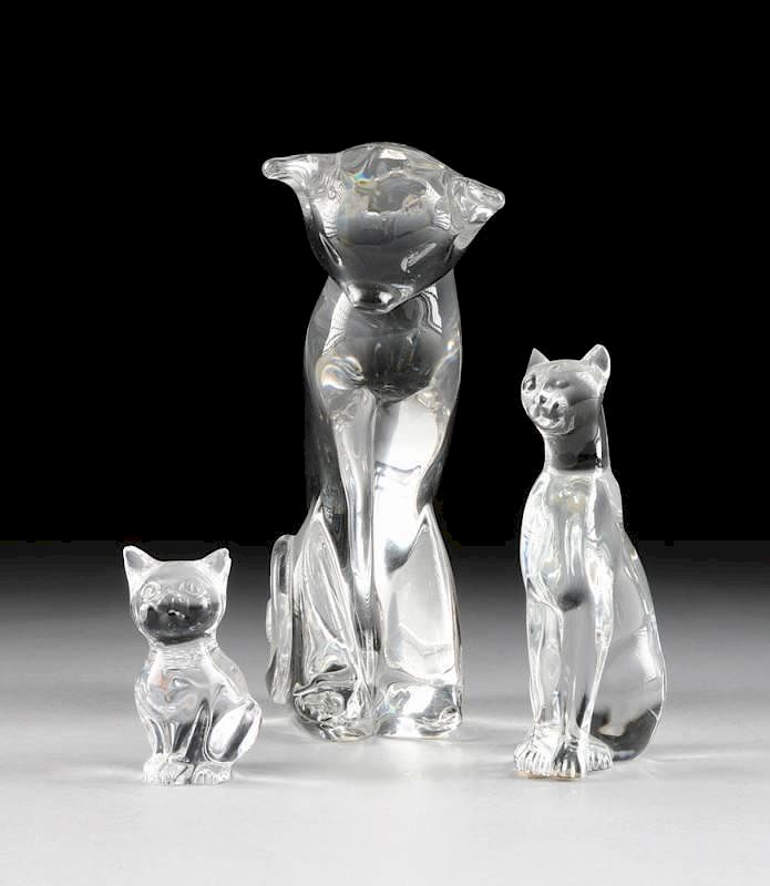 Appraisal: A GROUP OF THREE CONTINENTAL CLEAR CRYSTAL FIGURES TH CENTURY