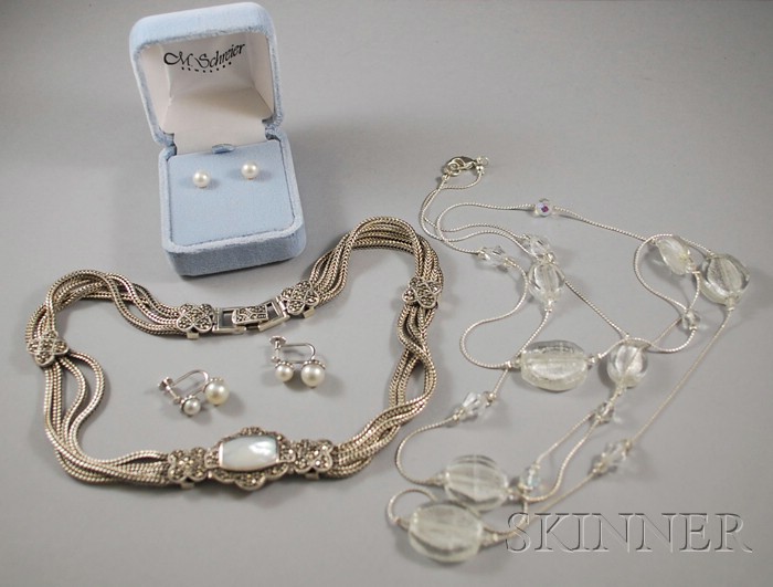 Appraisal: Small Group of White Gold and Silver Jewelry including a