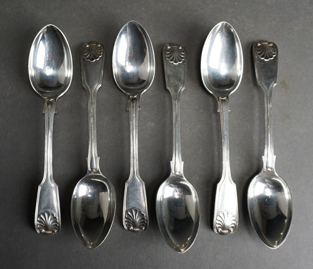 Appraisal: Six Victorian English Sterling Silver Shell-Back Tablespoons Elkington Co Birmingham