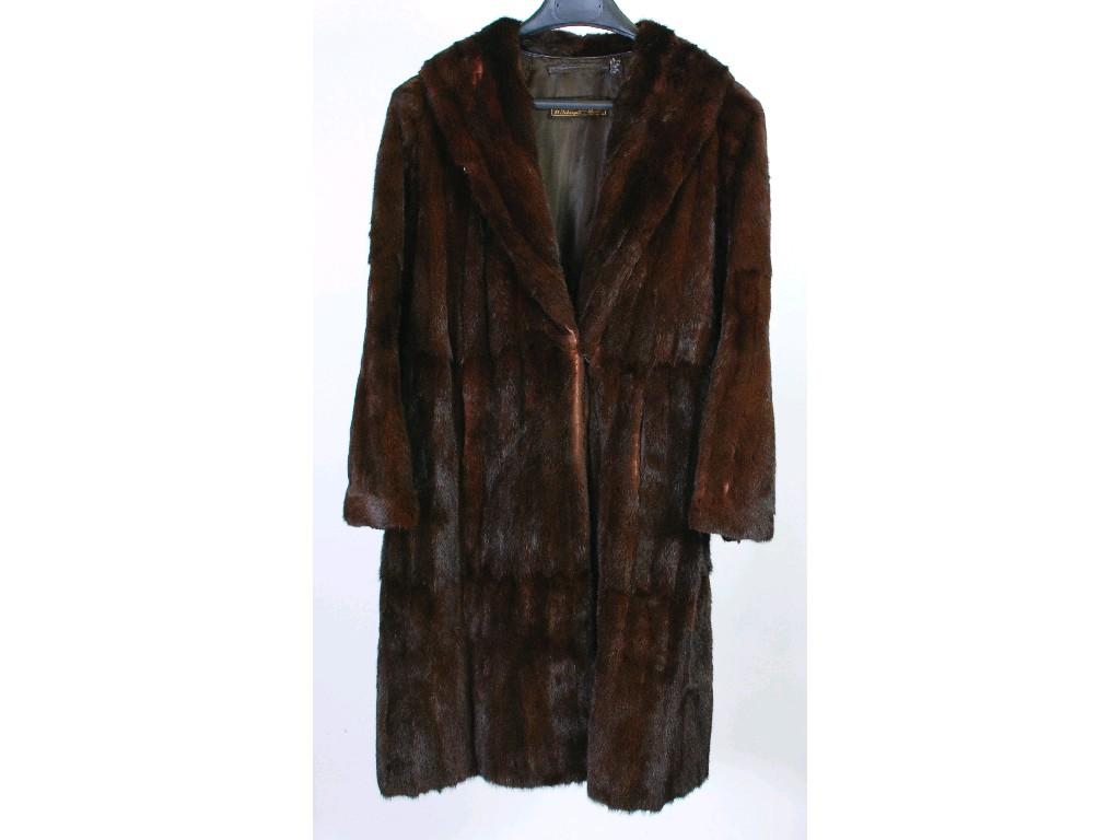 Appraisal: FULL LENGTH DARK BROWN MINK COAT with shawl collar labelled