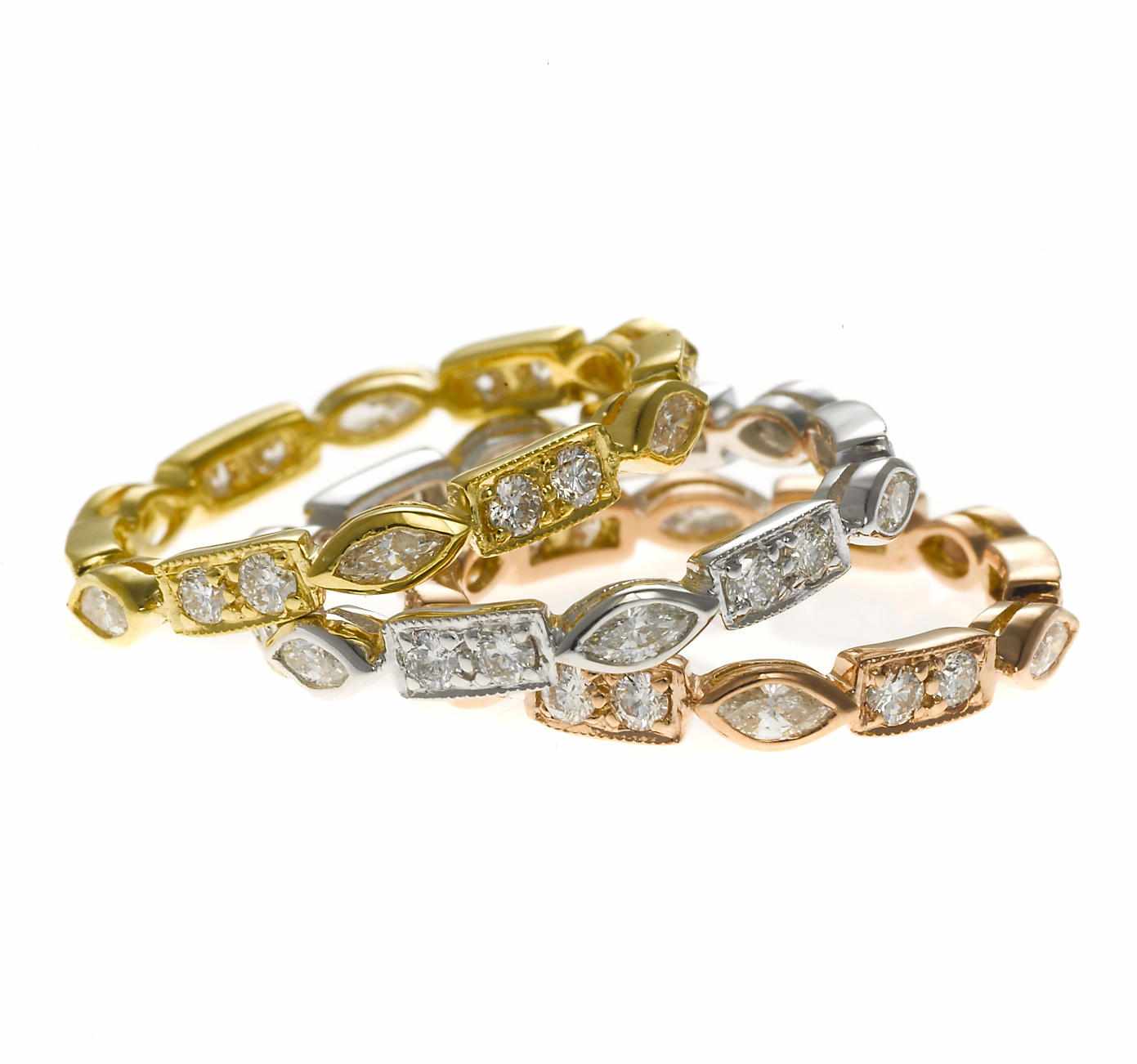 Appraisal: A collection of three diamond eternity bands estimated total diamond