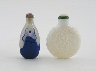 Appraisal: Two Beijing glass snuff bottles one carved with gourds on