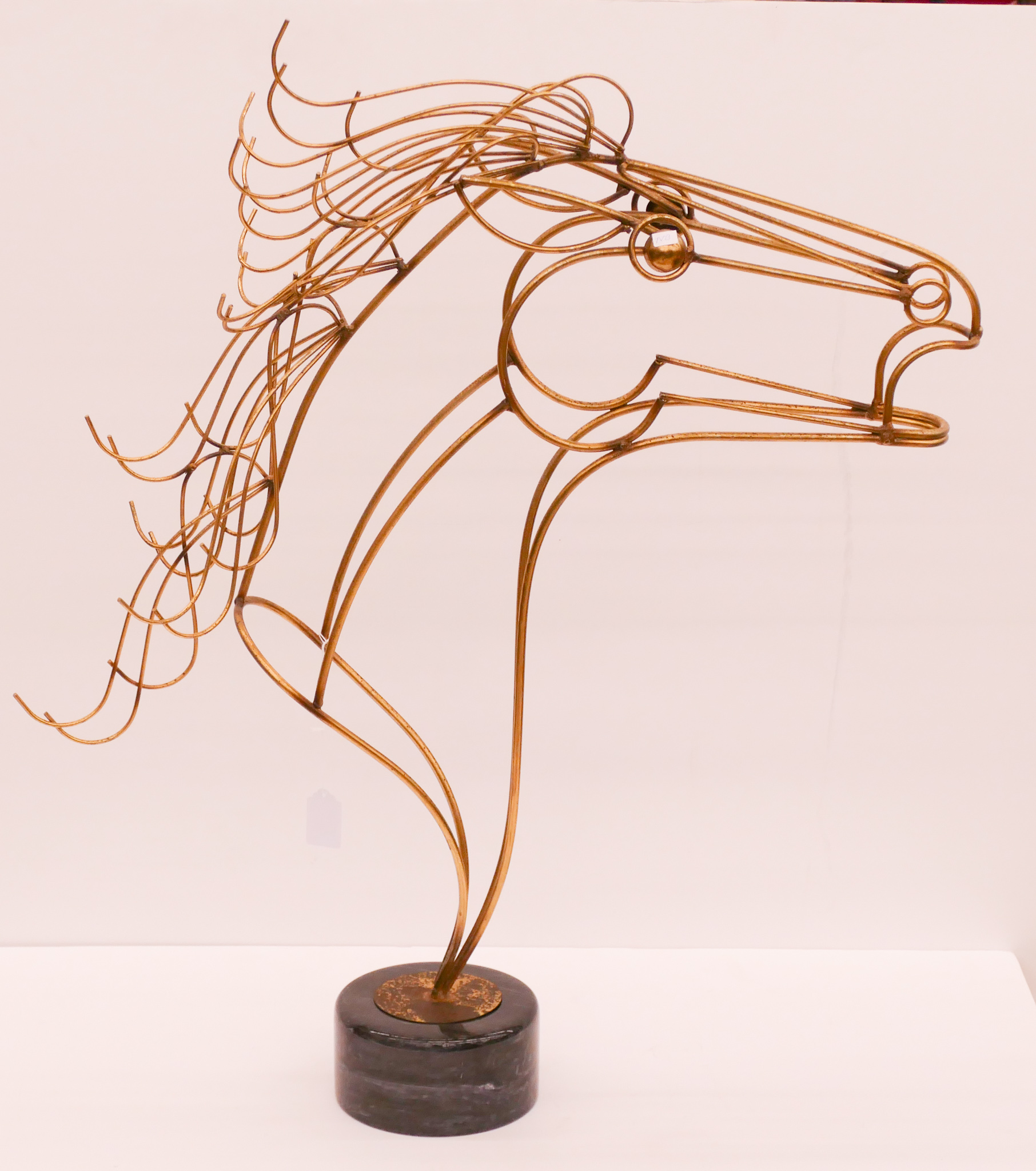 Appraisal: Curtis Jere Midcentury Wire Horse Head Sculpture on Marble Base-