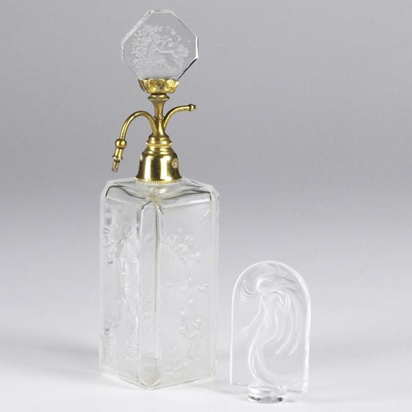 Appraisal: HOFFMAN PERFUME BOTTLE In frosted and clear glass decorated with