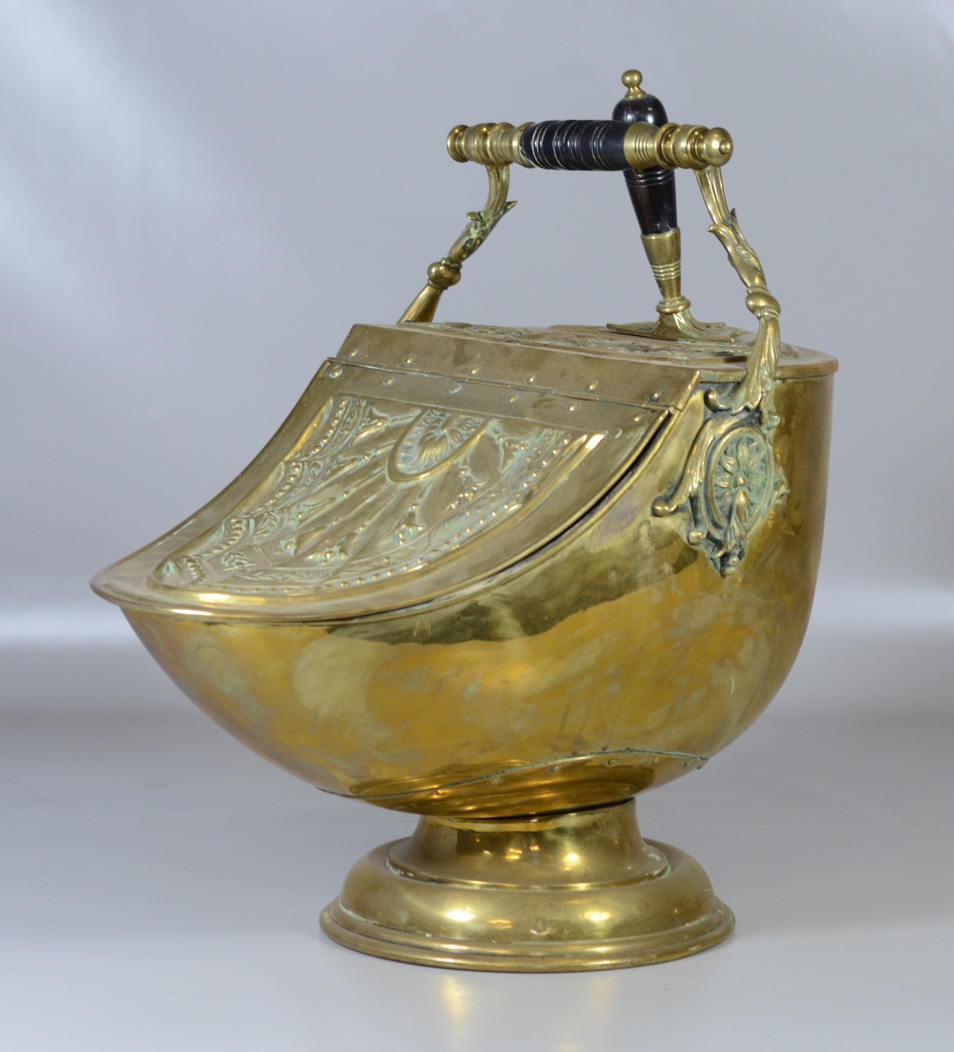 Appraisal: Victorian brass coal scuttle with scoop h