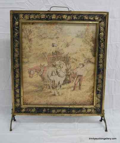 Appraisal: Vintage English Tapestry Fireplace ScreenFrom the estate is a very