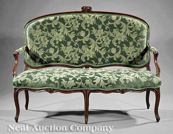 Appraisal: A Louis XV Provincial Walnut Canap late th c finely