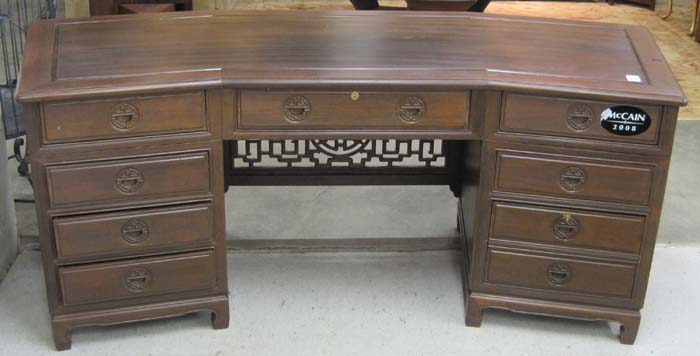 Appraisal: DOUBLE PEDESTAL OFFICE DESK Chinese th century having a shaped