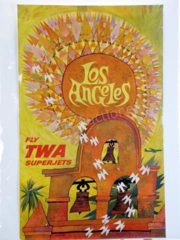 Appraisal: A vintage s TWA travel poster Los Angeles Fly TWA