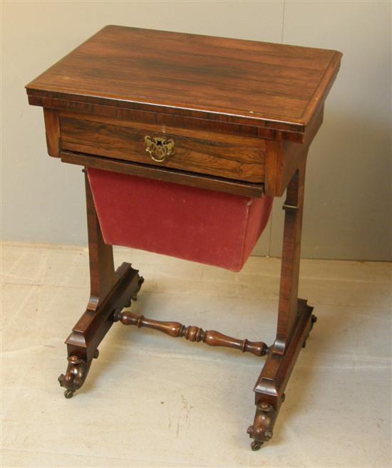 Appraisal: th century rosewood folding games work table with swivel top