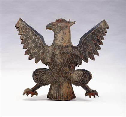 Appraisal: Painted tinware eagle possibly pennsylvania th century The flattened form