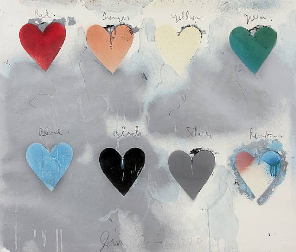 Appraisal: Jim Dine American born Hearts Screenprint in colors with silver