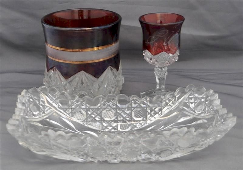 Appraisal: pc AMERICAN BRILLIANT RUBY FLASH GLASS Piece Group of Antique