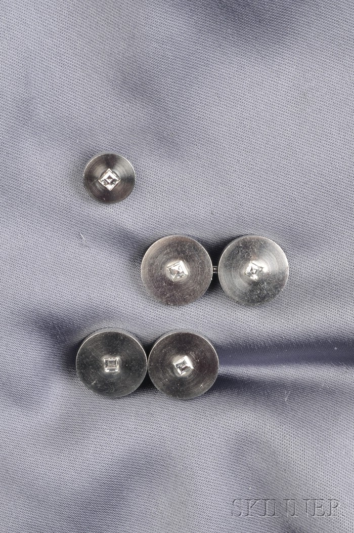 Appraisal: Platinum and Diamond Cuff Links and Tie Tac Cartier Paris