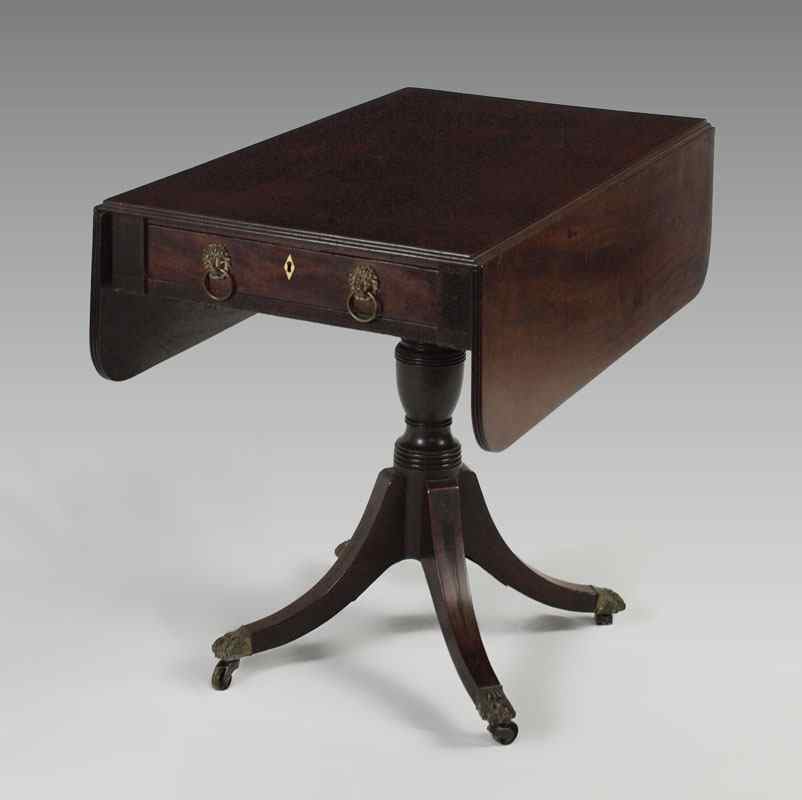 Appraisal: FEDERAL MAHOGANY DROP-LEAF TABLE Single drawer with lion head pull