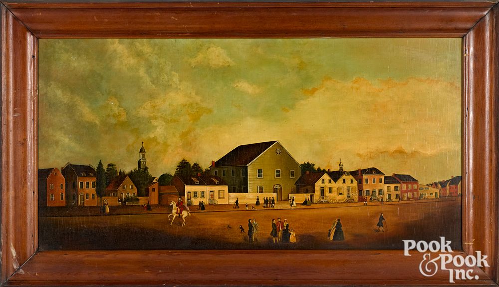 Appraisal: Oil on board townscene early th c Oil on board