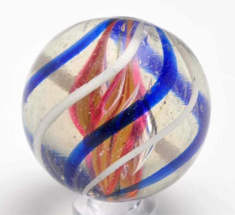 Appraisal: Double Ribbon Swirl Marble Description Both ribbons alternate translucent red