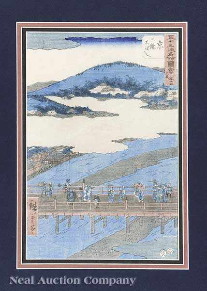 Appraisal: Hiroshige Japanese - two hand-colored woodblock prints including May The