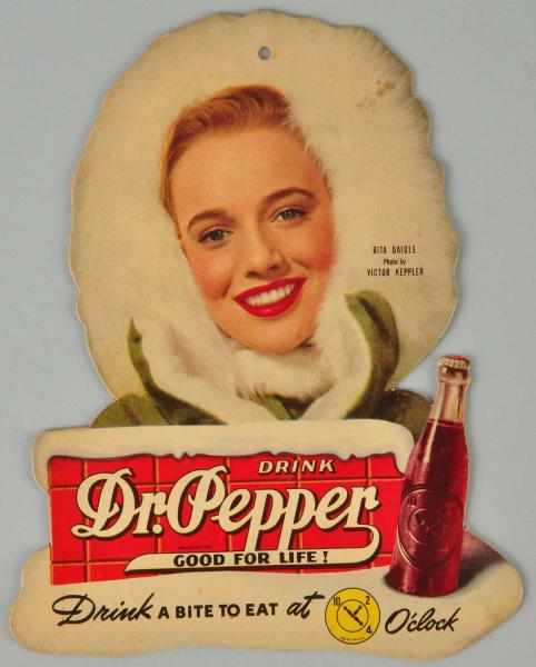 Appraisal: Cardboard Dr Pepper -Sided Fan Pull Description s Features Rita