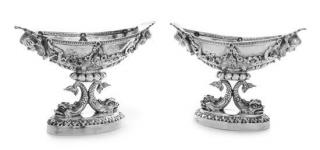 Appraisal: A Pair of George III Silver Sweetmeat Baskets George Smith